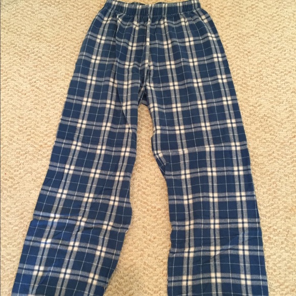 blue plaid pajama pants
